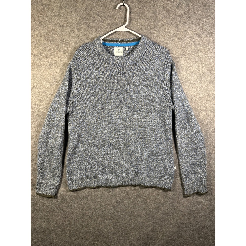 7 Diamonds Zion Mens Blue Marled Cotton Wool Blend Crewneck Sweater SWM-8690 M